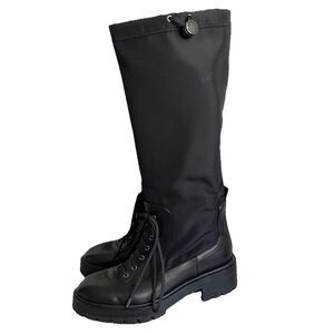 Aquazzura Womens Size 8 M Lace Up Tall Boots Lug Sole Black Made in Italy